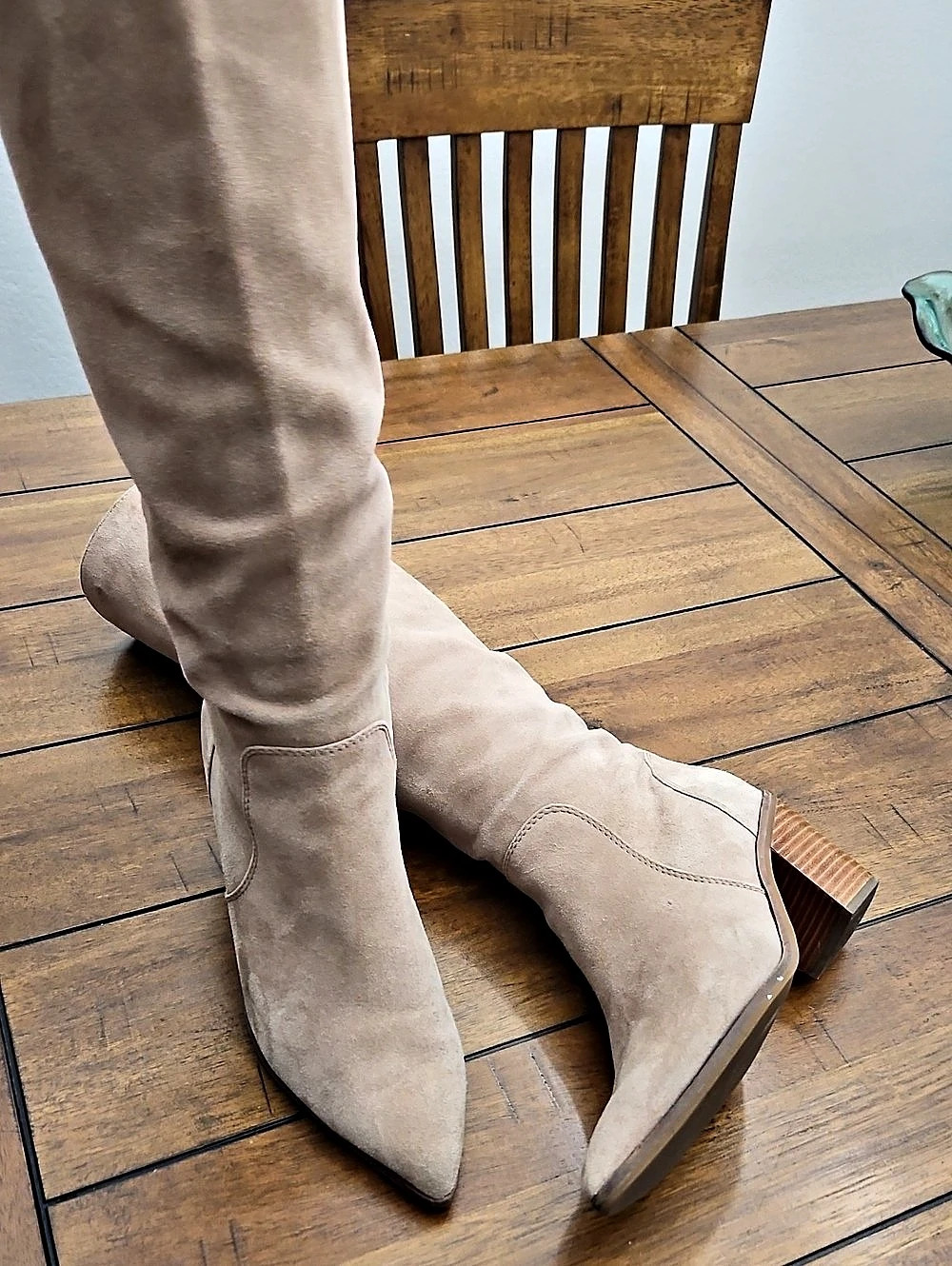 Cole Haan Brown Suede Knee-high Block Heeled Boots